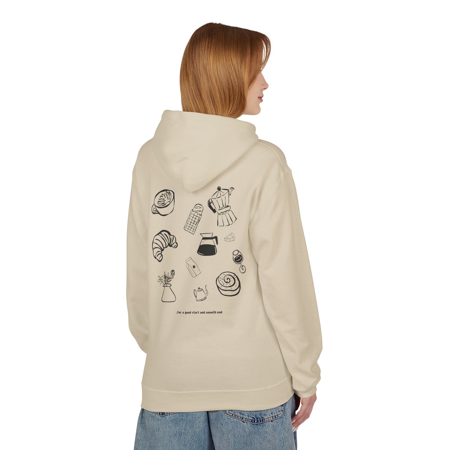 Brunch Brew Co. Hoodie — Minimal Bakery & Coffee Illustration Pullover
