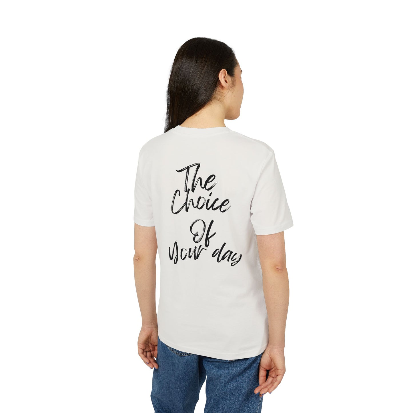 Croissant Pocket T‑Shirt — "The Choice of Your Day" Script Back Print